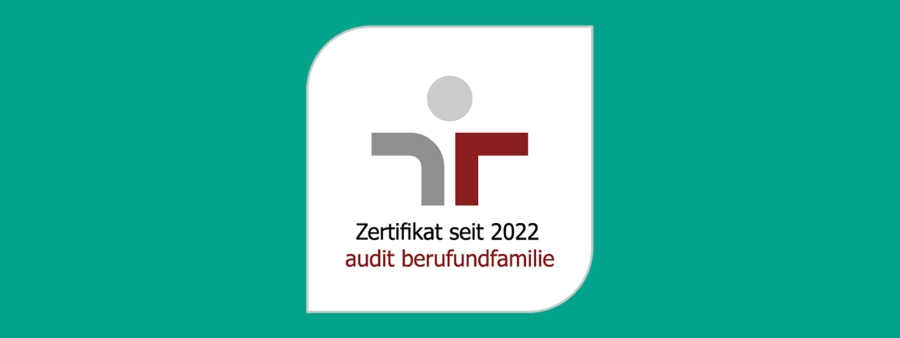 Logo mit Aufschrift Zertifiziert seit 2022 audit beruf und familie
