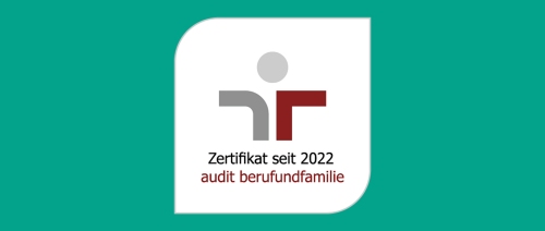 Logo mit Aufschrift Zertifiziert seit 2022 audit beruf und familie