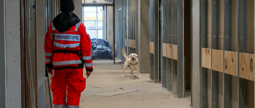 Rettungshundestaffel trainiert im Neubau des Klinikum Fürth